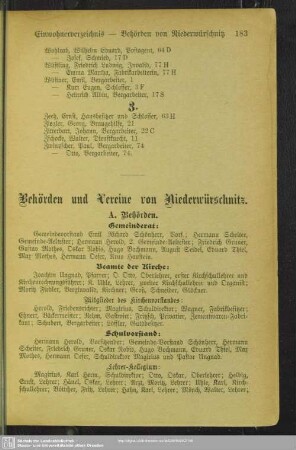 Behördenverzeichnis Niederwürschnitz : Behörden und Vereine von Niederwürschnitz