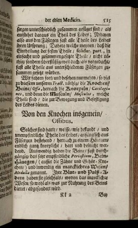 Von den Knochen insgemein/ Ossibus. - Von der Zubereitung des Milch-Saffts.