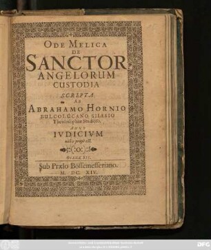 Ode Melica De Sanctor. Angelorum Custodia