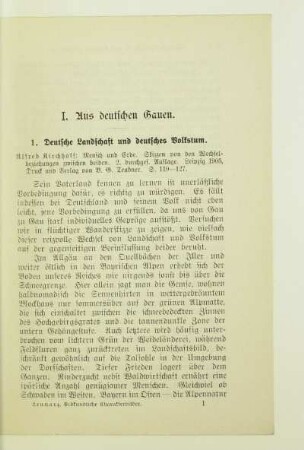 1. Deutsche Landschaft und deutsches Volkstum