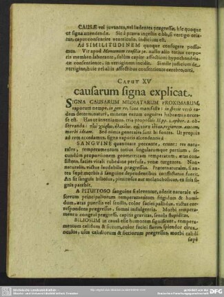 Caput XV. causarum signa explicat