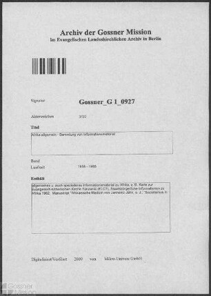 Afrika allgemein - Sammlung von Informationsmaterial