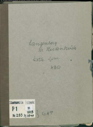 Kirchenbuchduplikat der katholischen Gemeinde Langenberg, Kreis Wiedenbrück (GHT 1815-1846) (Gemeinde: Katholische Gemeinde Langenberg)