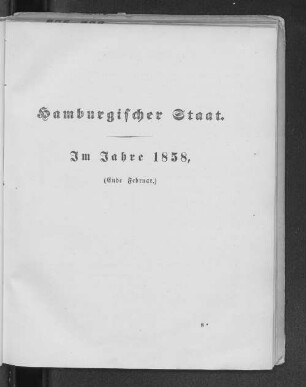 Hamburgischer Staat. Im Jahre 1858, (Ende Februar.)