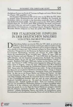 Der italienische Einfluss in der deutschen Malerei: von etwa 1340 bis etwa 1440