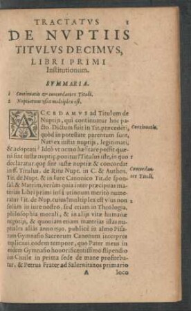 De Nuptiis Titulus Decium, Libri Primi Institutionem.