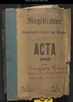 Landwirtschaftliche Angelegenheiten, Landesmeliorationen [Bodenverbesserungen], Beihilfen, Wiesenbaumeister, öffentlicher Wetterdienst - generalia -