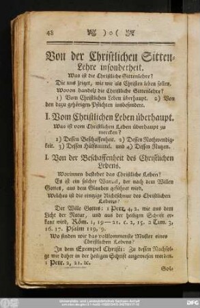 I. Vom Christlichen Leben überhaupt.
