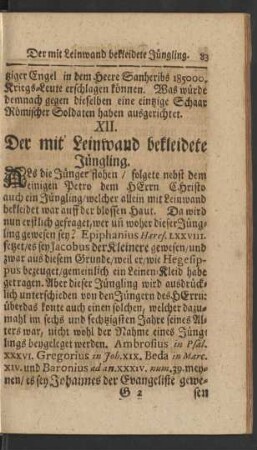 XII. Der mit Leinwand bekleidete Jüngling