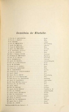 Real-Encyclopädie der gesammten Pharmacie : Handwörterbuch für Apotheker, Aerzte und Medicinalbeamte. Unter Mitwirkung von Ascherson, Basch, Becker [etc. etc.] herausgegeben von Ewald Geissler und Josef Moeller. Mit zahlreichen Illustrationen in Holzschnitt, 4