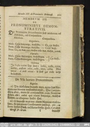 Membrum III. De Pronominibus Demonstrativis.
