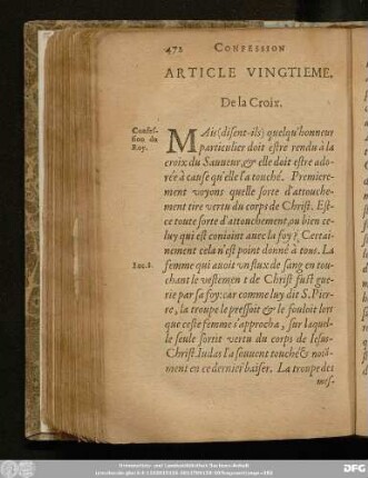 Article Vingieme. De la Croix.