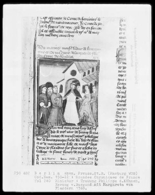Chroniques de France in zwei Bänden — Chroniques de France, Band 2 — Trauung Philipps des Kühnen von Burgund mit Margareta von Flandern, Folio 240recto