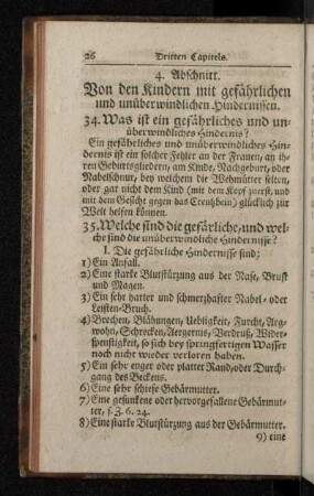 4. Abschnitt. Von den Kindern mit gefährlichen und unüberwindlichen Hindernissen.