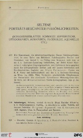 Seltene Porträts berühmter Persönlichkeiten (Nr. 219-435)