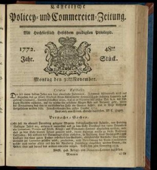 48tes Stueck, Montag den 30ten November 1772