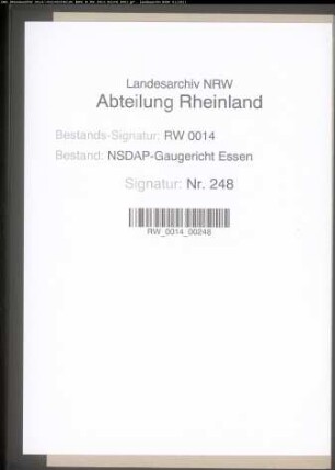 Zurückweisung der Beschwerde des Parteianwärters Werner KAPPEL, geb. 9.9.1910, Metzgermeister in Essen, gegen die Nichtaufnahme wegen Steuerhehlerei und Nutzung von nicht ganz einwandfreien Tierdärmen