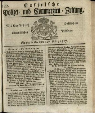 Nr. 22, Sonnabend, den 15ten Maerz 1817