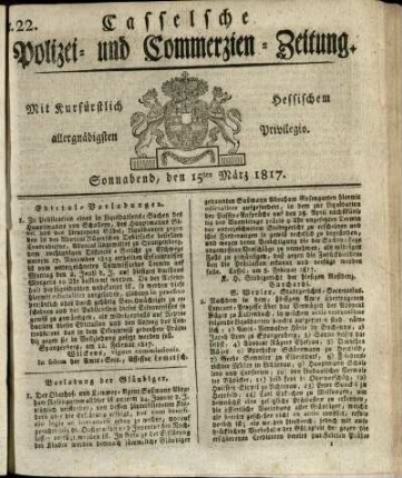 Nr. 22, Sonnabend, den 15ten Maerz 1817