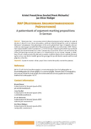 MAP (Musterbank Argumentmarkierender Präpositionen). A patternbank of argument-marking prepositions in German