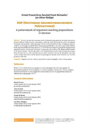 MAP (Musterbank Argumentmarkierender Präpositionen). A patternbank of argument-marking prepositions in German