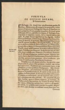 De Officio Decani, & Canonicorum.