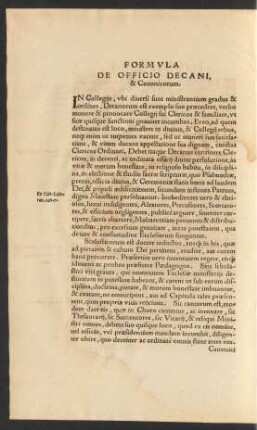 De Officio Decani, & Canonicorum.