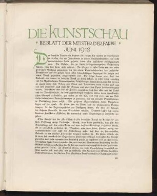 Die Kunstschau - Beiblatt der Meister der Farbe - Juni 1912