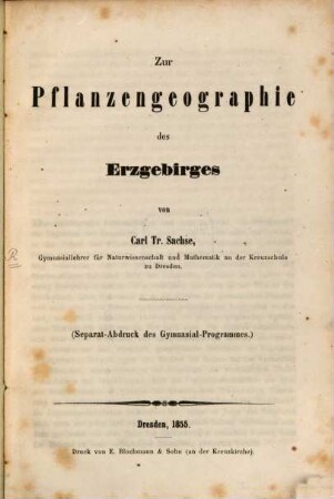 Zur Pflanzengeographie des Erzgebirges : (Separat-Abdruck des gymnasial-Programmes)