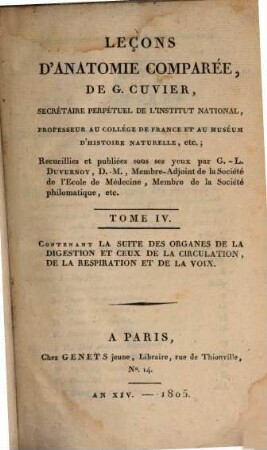 Leçons d'Anatomie comparée, 4