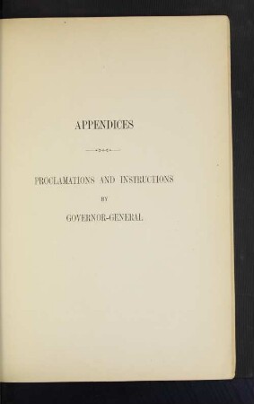 Proclamations and instructions by Governor-General