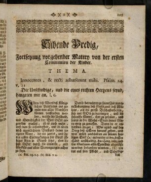 103-117, Sibende Predig. Fortsetzung vorgehender Matern von ...