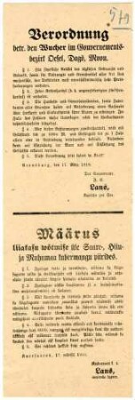 "Verordnung betreffend den Wucher im Gouvernementsbezirk Oesel, Dagö und Moon"