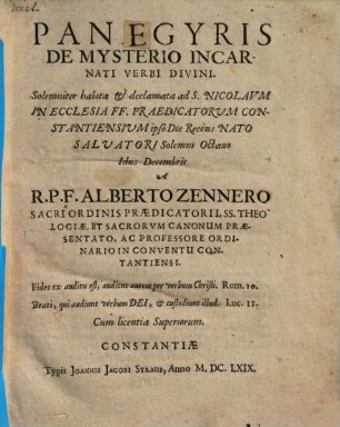 Panegyris de mysterio incarnati verbi divini