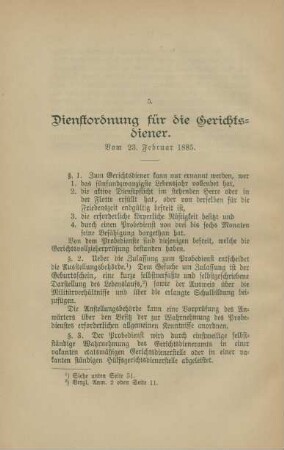 5. Dienstordnung für die Gerichtsdiener.