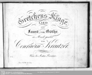 Gretchens Klage : Lied aus Faust von Göthe