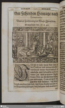 Am Zehenden Sontage nach Trinitatis. Von der Zerstörung der Stadt Jerusalem. Evangelium Luc. 19. v. 41