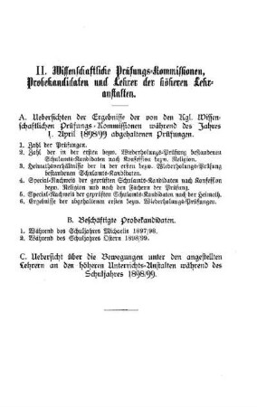 Wissenschaftliche Prüfungs-Kommissionen, Probekandidaten und Lehrer der höheren Lehranstalten