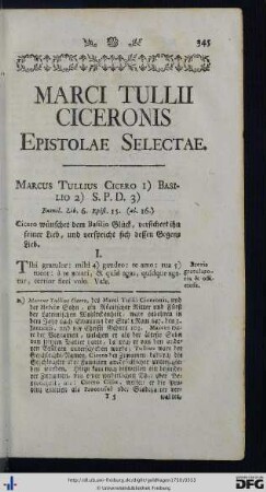 IV. Marci Tullii Ciceronis Epistolae Selectae.