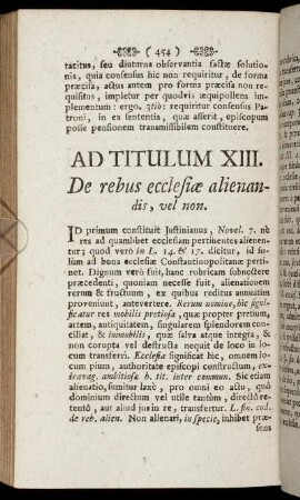 Ad Titulum XIII. De rebus ecclesiæ alienandis, vel non.