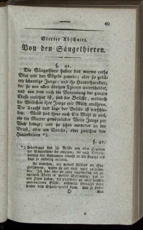 Vierter Abschnitt. Von den Säugethieren