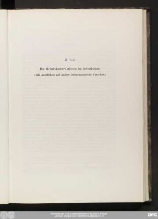 II. Teil Die Relativkonstruktionen im Awestischen (mit Ausblicken auf andere indogermanische Sprachen)