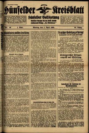 Erste Ausgabe vom Montag, den 01. April 1940.
