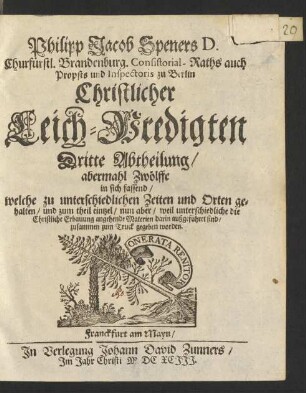 3: Zwölff Christliche Leichpredigten