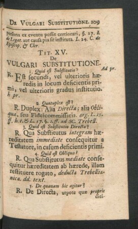 Tit. XV. De Vulgari Substitutione