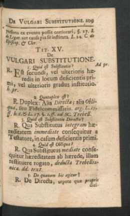 Tit. XV. De Vulgari Substitutione