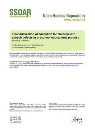 Individualization of education for children with speech defects in preschool educational process