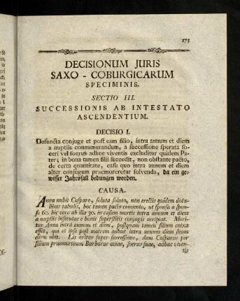 175-186, Decisio I - III