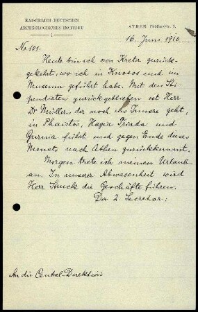 Bericht des zweiten Sekretars an das General-Sekretariat