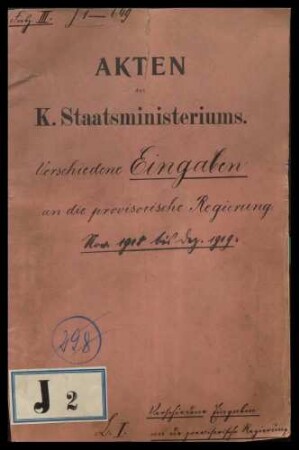 Gesuche und Beschwerden verschiedener Art von Behörden, Vereinen und Privatpersonen